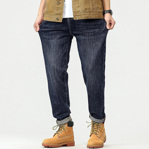 【DYG】大依优型大码男装春季弹力牛仔裤美式复古显瘦小脚裤长裤牛仔裤 商品图2