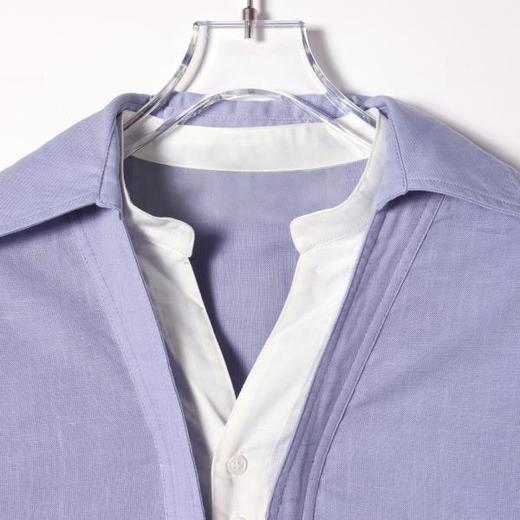 SDSA男装2026新款高贵轻奢韩系撞色拼接翻领长袖衬衫百搭套头上衣 商品图2