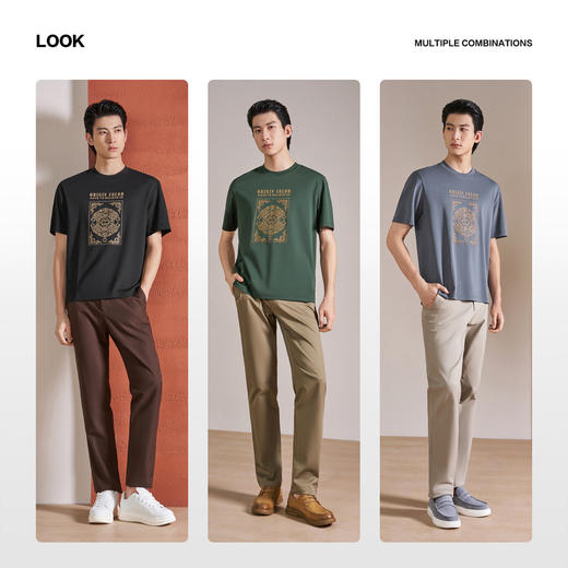 【国色系列】柒牌男装2026夏季新品圆领宽松瞬间凉感顺滑短袖T恤 130T71730 商品图2