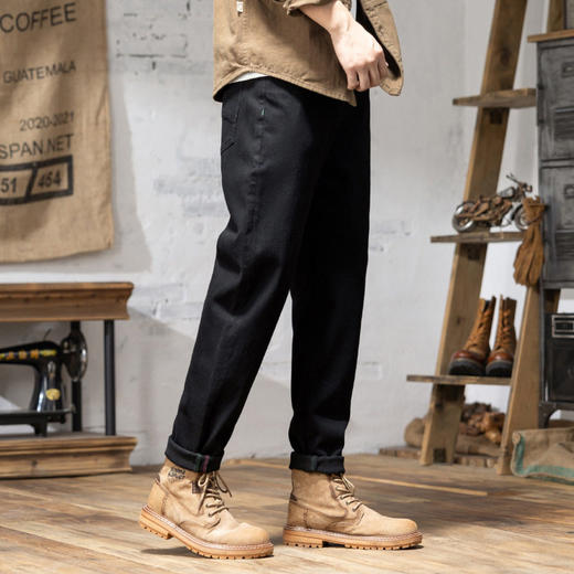 【DYG】大依优型大码男装四季款百搭纯色牛仔裤宽松修身棉质长裤小脚裤 商品图2