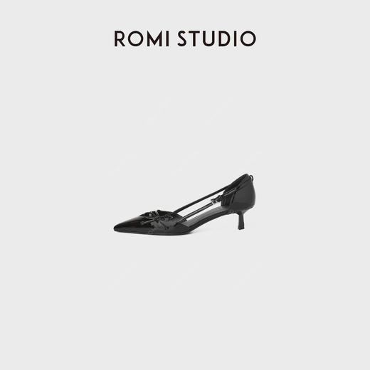 ROMI STUDIO“法式气质”漆面羊皮革尖头细跟黑色高跟鞋RWDRP33158 商品图0