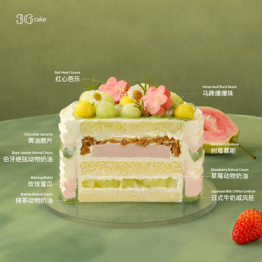 油画玫珑-蜜瓜芭乐树莓蛋糕，可选1/1.5/2.5/3.5/6磅 | 36CAKE 商品图4