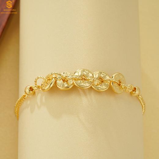 【香港周六福黄金钻石首饰】五帝钱币钱途闪亮CNC微雕K金手链 商品图2