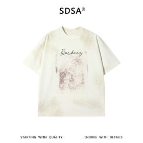 SDSA男装2026新款高贵轻奢潮牌扎染珠子字母圆领短袖T恤百搭上衣