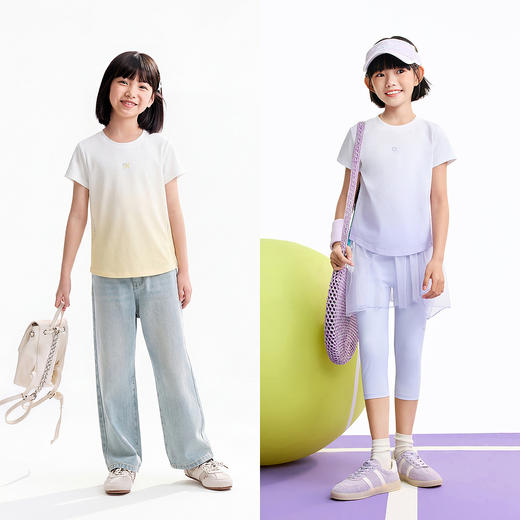 女童圆领短袖针织衫夏季新款安奈儿童装EG621687 商品图3