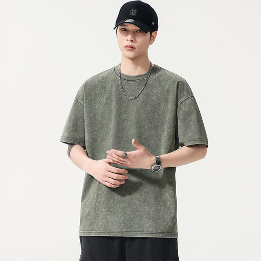 【DYG】大依优型大码男装夏季圆领短袖T恤复古潮牌休闲棉质短袖上衣300斤 商品图1