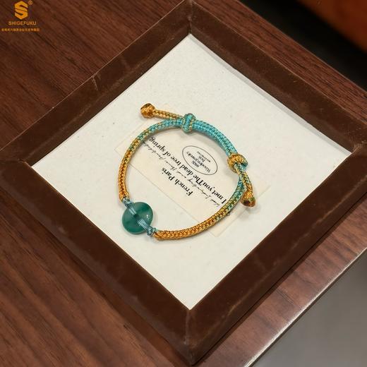 【香港周六福黄金钻石首饰】A级冰绿非洲翠平安扣古法手编手链+高定礼盒 商品图4