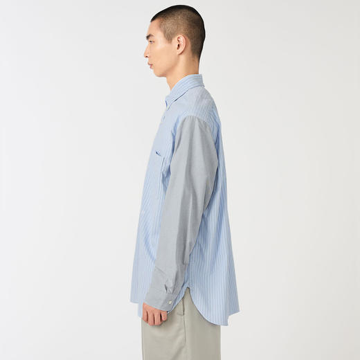 nanamica Button Down Stripe Storm 机能性面料复古拼色长袖衬衫 商品图1