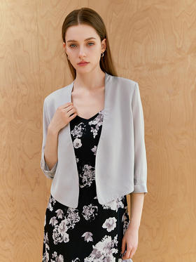 【桑蚕丝七分袖短外套】26年春夏新品女士100%桑蚕丝超薄真丝小外套