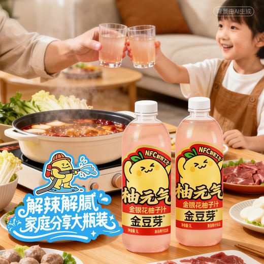 1L大瓶装金豆芽金银花柚子汁1升装家庭聚餐搭子 商品图1