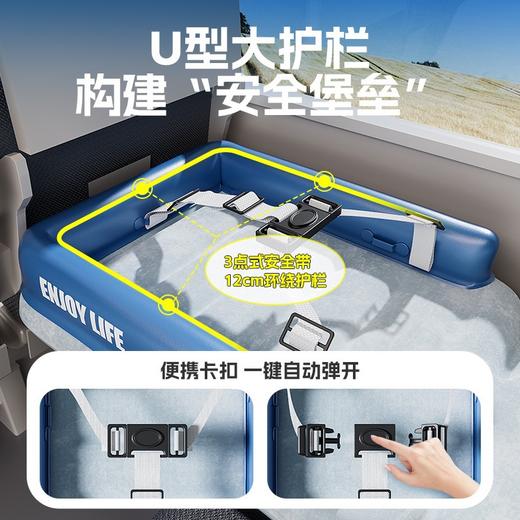 【一路酣睡❗儿童旅行床】高铁睡觉神器宝宝充气床飞机便携旅行床植绒充气床垫儿童酣睡神器。ri 商品图3