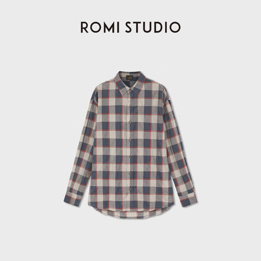 ROMI STUDIO“美式街头”进口超薄色织格纹宽松复古衬衫RWDSSY2464 商品图0