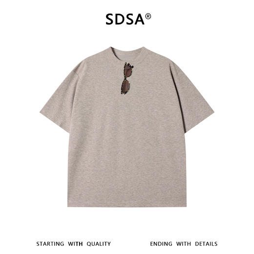 SDSA男装2026新款高贵轻奢潮牌墨镜印花宽松短袖T恤百搭时尚上衣 商品图0