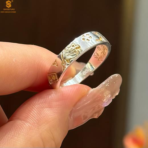 【香港周六福黄金钻石首饰】内心经招财猫平安喜乐开运情侣古法K银戒指（开口可调节） 商品图4