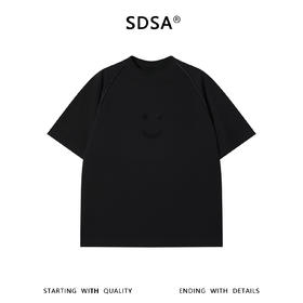 SDSA男装2026新款高贵轻奢潮牌烫钻笑脸宽松圆领短袖T恤百搭时尚