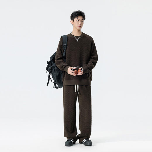 【DSL】大依优型大码男装圆领休闲套装上衣卫衣裤子运动休闲套装300斤 商品图3