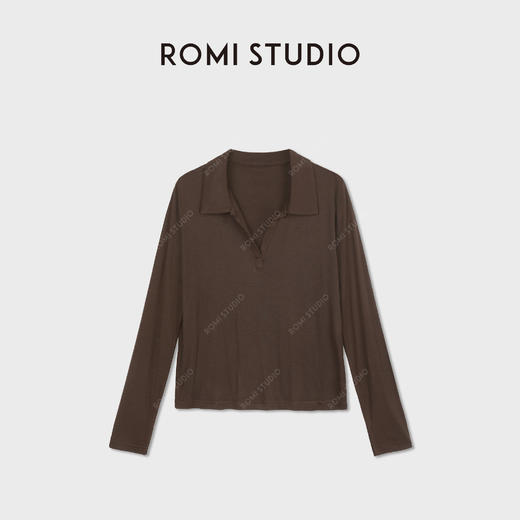 ROMI STUDIO“肤感至上”桑蚕丝混纺独特翻领长袖上衣 RWDSS03165 商品图0