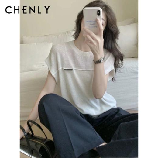 尘衣｜26SS亚麻真丝亮片短袖 商品图0