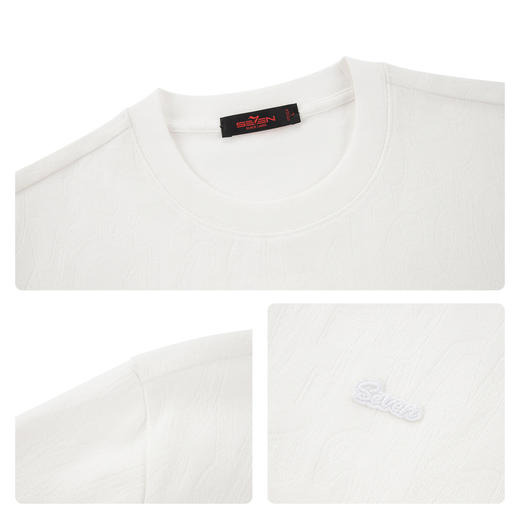 【提花T恤】柒牌男装2026夏季新品圆领字母新疆棉柔软舒适短袖T恤 130T72270 商品图3