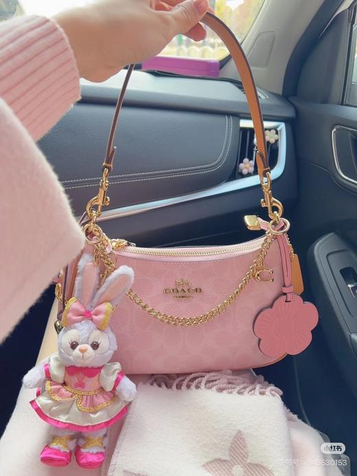 COACH 蔻驰 新款限定款Teri 24花朵挂件经 麻将 樱花粉 商品图0