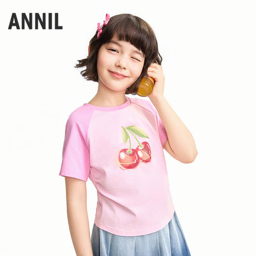 【实体店同款】女童短袖针织衫夏季新款安奈儿童装AG621243 商品图0