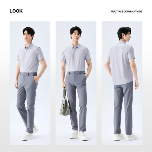 【含桑蚕丝/条纹衬衫】柒牌男装2026春新款上衣休闲针织短袖衬衫 130A70840 商品图2