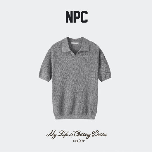 NPC潮牌老钱风华夫格肌理海鸥领男士短袖POLO衫亚麻混纺NP62TP14 商品图1