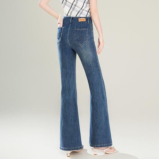 「自」全新升级【铂金会员174/天猫229/差价55】(20007)洛诗琳设计感高腰微喇牛仔裤女2026夏季新款显瘦直筒长裤 商品图4