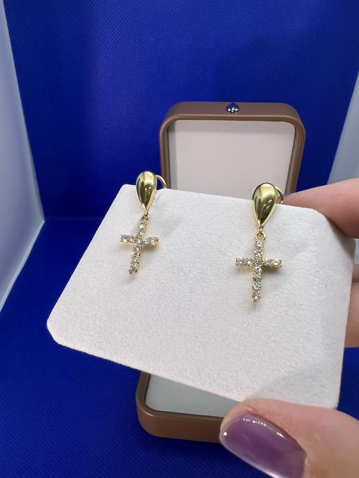 【日本溯源之旅】十字架 18k金钻石耳夹 钻石.06ct  经典弹力夹 4.6g（展会产品拍下后不支持7天无理由退换货） 商品图1