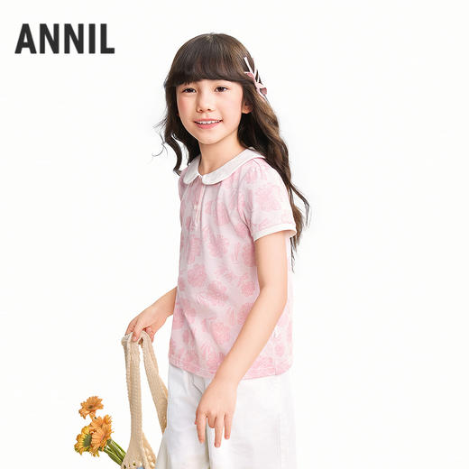 【实体店同款】女童短袖针织衫夏季新款安奈儿童装AG621240 商品图1