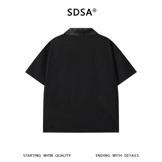 SDSA男装2026新款高贵轻奢韩系铆钉拼接翻领短袖衬衫百搭时尚上衣 商品图1