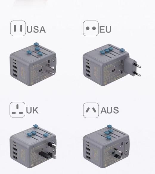 【订单实付低于299元，不发货】MONOCOZZI - BON VOYAGE系列 35W 3 x USB及 2 x USB-C 万用旅游插座（碳灰色）男  4895199108806-F . 商品图2