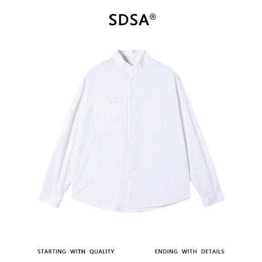 SDSA男装2026新款高贵轻奢日系复古撞色条纹立领长袖衬衫百搭休闲 商品图0