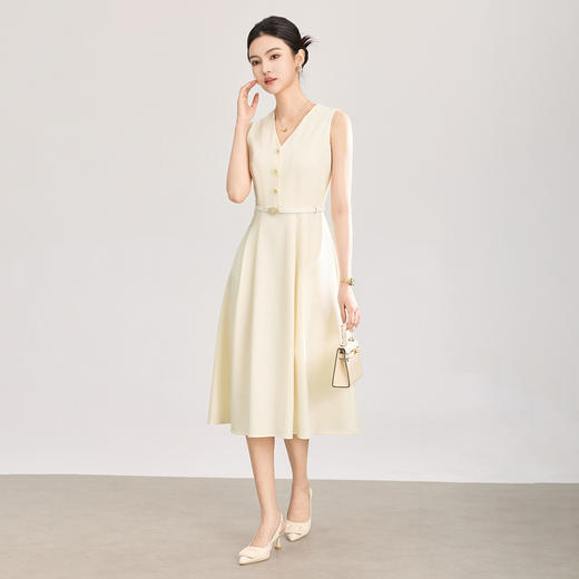 「高货wl」全新升级【铂金会员367/天猫489/差价122】(12516)洛诗琳知性高级感无袖连衣裙2026新款修身通勤显瘦A字裙 商品图1