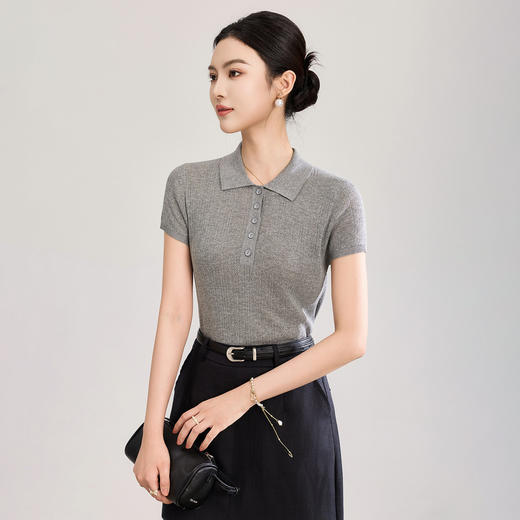 「高货wl」全新升级【铂金会员174/天猫229/差价55】(11105)洛诗琳立体挑孔针织T恤2026新款天丝亚麻纱通勤减龄上衣 商品图2