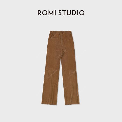 ROMI STUDIO“棕标系列”羊绒弹力皮松紧高腰直筒皮裤RWDWXG2174 商品图1
