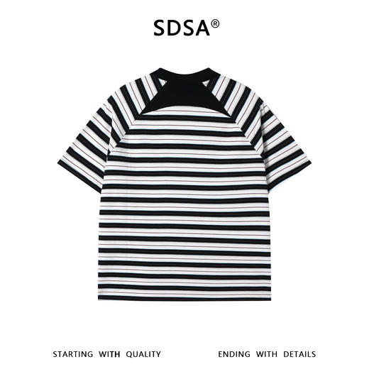 SDSA男装2026新款轻奢韩系撞色条纹刺绣字母圆领短袖T恤百搭上衣 商品图1