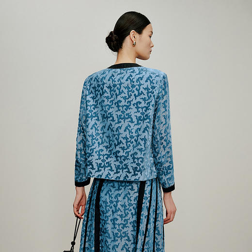 【林栖设计小店】流云漫漫|金丝如意烧花桑蚕丝2026夏新款外套上衣 商品图3