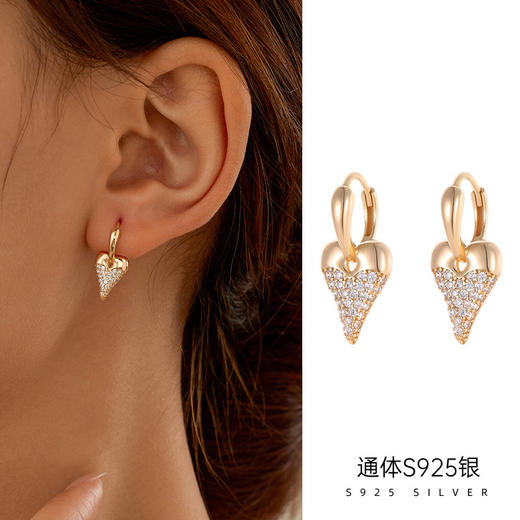 【浓烈的爱】S925纯银爱心镶钻耳饰【RSX-ES3754】 商品图2