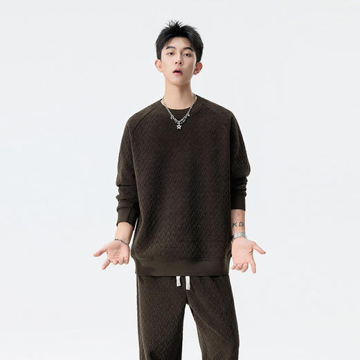 【DSL】大依优型大码男装圆领休闲套装上衣卫衣裤子运动休闲套装300斤 商品图4