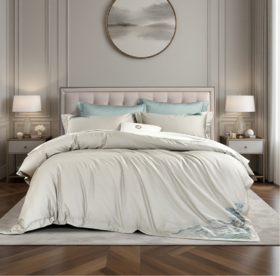 ————————富安娜100枝支长绒棉四件套-惊鸿墨影1.8*2米（代发）