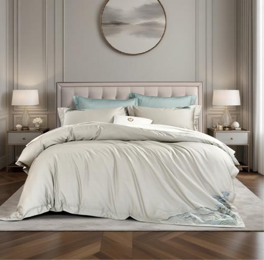 ————————富安娜100枝支长绒棉四件套-惊鸿墨影1.8*2米（代发） 商品图0