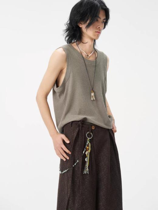 共和GongheRepub/GH24057/「朔」斜裁坑条肌理感 花纱无袖透气垂坠坎肩背心 商品图4