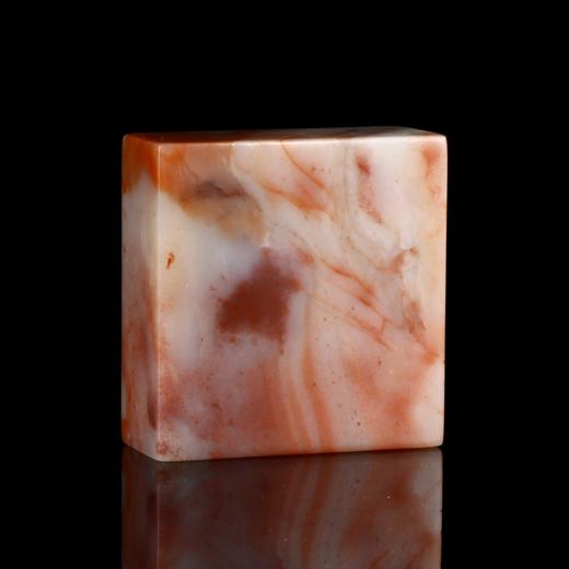 孤品18040老挝石红花冻石带皮素章藏书章书画闲章1.7*4.4*4.3cm 商品图2