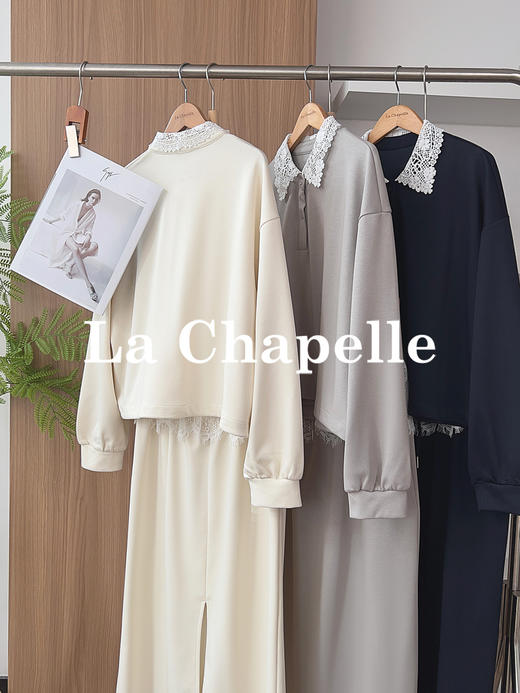专柜实拍【卫衣+半裙！两件】拉夏贝尔/La Chapelle高知穿搭！蕾丝翻领卫衣/松紧抽绳蕾丝拼接半裙减龄套装 商品图7