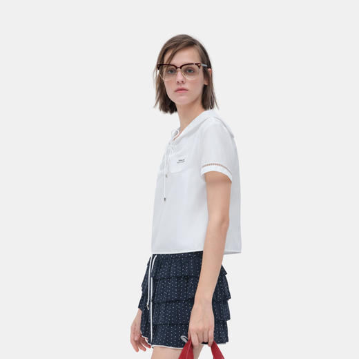 HERLIAN 2026年夏季新品海军领开衫小上衣女士学院风短袖衬衫 商品图1