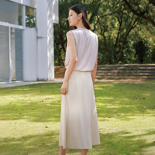 女重磅桑蚕丝长半裙 商品图0