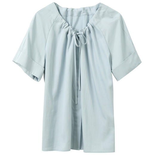 【莱赛尔】三彩2026夏季新款纯色小衫系带宽松上衣简约S 商品图4