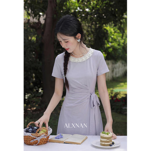 鹿向南「花海序幕」夏季新款慵懒感气质设计小众法式紫色连衣裙子 商品图3