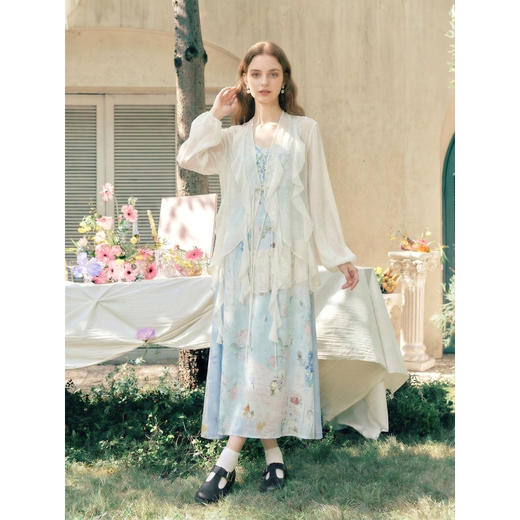 两三事温柔陷阱2026夏季新款休闲度假风荷叶边绑带薄款开衫女宽松 商品图3